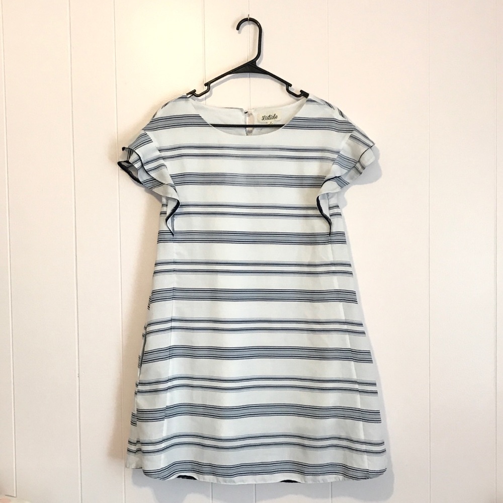 Listicle • Striped A-line Flutter Sleeve Dress